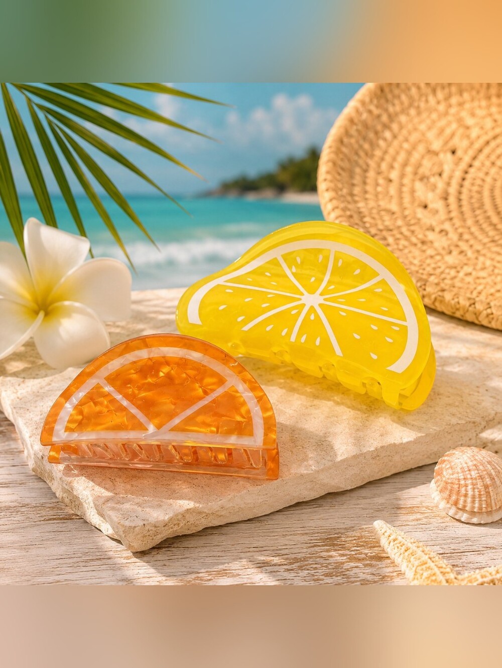 2 for $18 Citrus Slice Hair Claw Clips - Yellow & Orange
